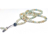 108 Mala Amazonit náhrdelník, meditační šperk, přírodní kámen vázaný, elastický, korálek 6 mm