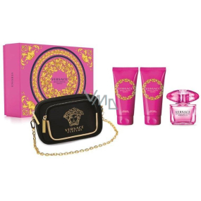 Versace Bright Crystal Absolu parfémovaná voda 90 ml + tělové mléko 100 ml + sprchový gel 100 ml + dámská kabelka, dárková sada pro ženy