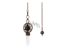 Onyx Merkaba kyvadlo + čirý křemen + bronz, přívěsek z přírodního kamene 7,7 cm, řetízek cca 26,5 cm