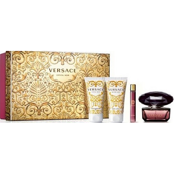 Versace Crystal Noir toaletní voda 50 ml + tělové mléko 50 ml + sprchový gel 50 ml + roller ball 10 ml, dárková sada
