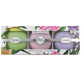 Jeanne en Provence Verveine Agrumes - Verbena a Citrusové plody toaletní mýdlo 100 g + Podmanivá růže toaletní mýdlo 100 g + Levandule toaletní mýdlo 100 g, kosmetická sada