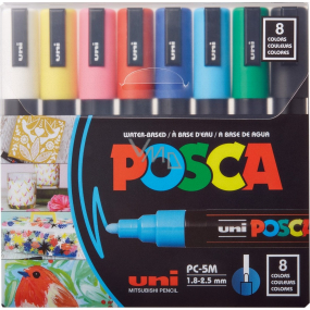 Posca Univerzální sada akrylátových popisovačů 1,8 - 2,5 mm Mix základních barev 8 kusů PC-5M