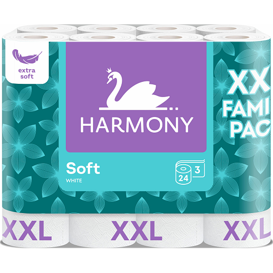 Harmony Soft Family Pack 3vrstvý toaletní papír, 24 rolí, 15,7 m role