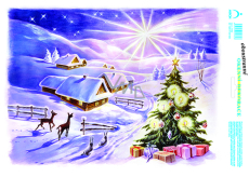 Arch Vánoční samolepka, okenní fólie bez lepidla barevná Domečky a stromeček 35 x 25 cm
