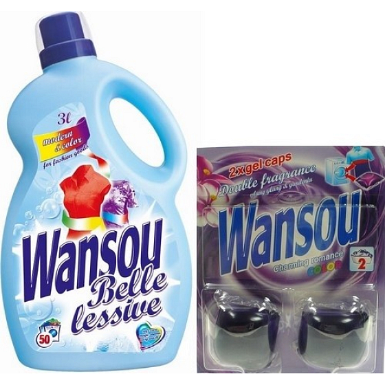 Wansou Belle Lessive Modern & Color tekutý prací prostředek na barevné prádlo 3 l + Color gelové kapsle 2 kusy
