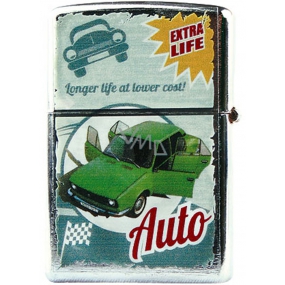 Bohemia Gifts Retro zapalovač kovový benzínový s potiskem Zelené auto 5,5 x 3,5 x 1,2 cm