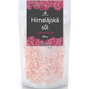 Allnature Himalájská sůl růžová hrubá obsahuje mimo jiné hořčík, vápník, draslík a železo 250 g