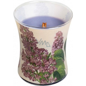 WoodWick Decal Lilac - Šeřík vonná svíčka s dřevěným knotem a víčkem sklo střední 275 g