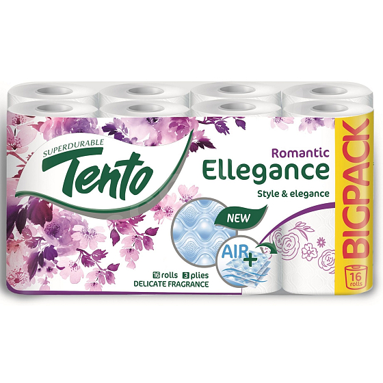 Tento Ellegance Romantic parfémovaný toaletní papír 3 vrstvý 150 útržků 16 kusů