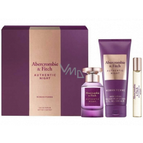 Abercrombie & Fitch Authentic Night Woman parfémovaná voda pro ženy 100 ml + tělové mléko 200 ml + parfémovaná voda 15 ml, dárková sada