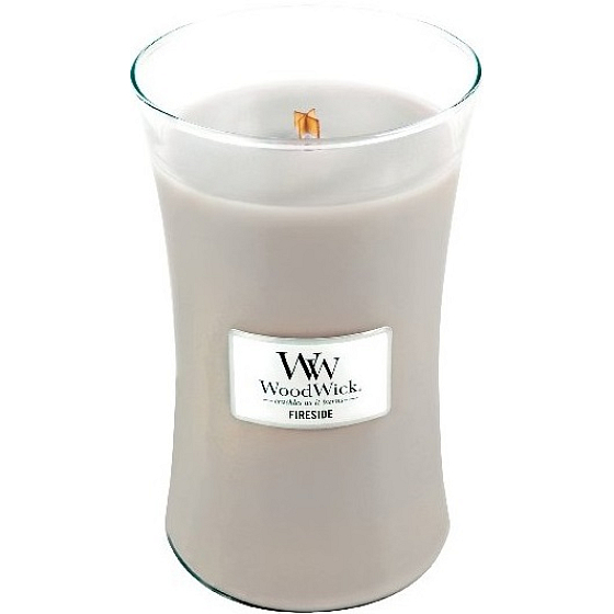 WoodWick Fireside - Oheň v krbu vonná svíčka s dřevěným knotem a víčkem sklo velká 609 g