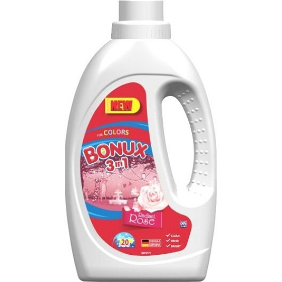 Bonux Color Radiant Rose 3v1 tekutý prací gel na barevné prádlo 20 dávek 1,1 l
