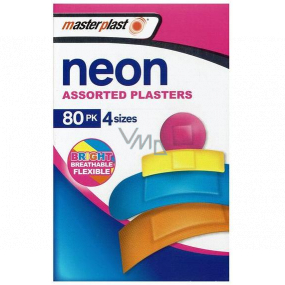 Masterplast Neon Assorted Plasters náplast voděodolná 4 velikosti 80 kusů