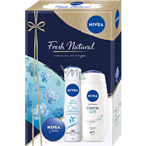 Nivea Fresh Natural Creme Soft sprchový gel 250 ml + deodorant sprej 150 ml + krém 30 ml, kosmetická sada