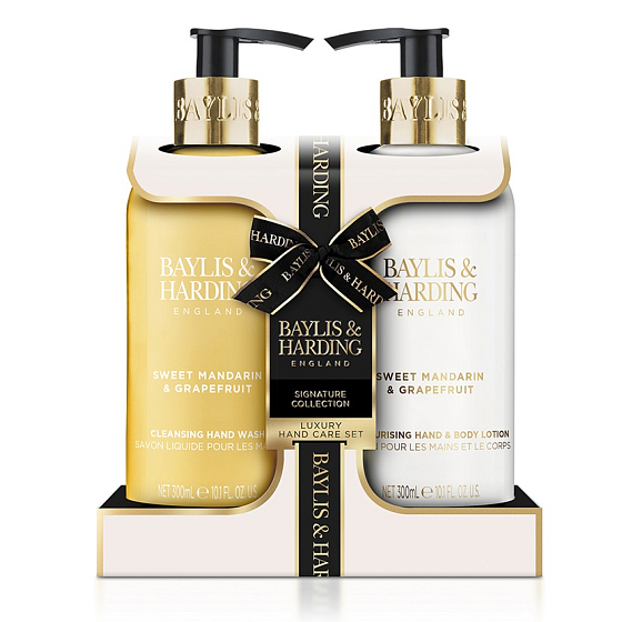 Baylis & Harding Mandarinka a Grapefruit tekuté mýdlo 300 ml + mléko na ruce a tělo 300 ml, kosmetická sada pro ženy
