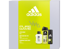 Adidas Pure Game voda po holení 100 ml + deodorant sprej 150 ml + sprchový gel 250 ml, kosmetická sada pro muže