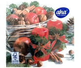 Aha Papírové ubrousky 3 vrstvé 33 x 33 cm 20 kusů Červené svíčky, jablka a skořice