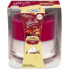 Glade by Brise 2v1 Cosy Apple & Cinnamon and Cream vonná svíčka ve skle, doba hoření až 30 hodin 135 g
