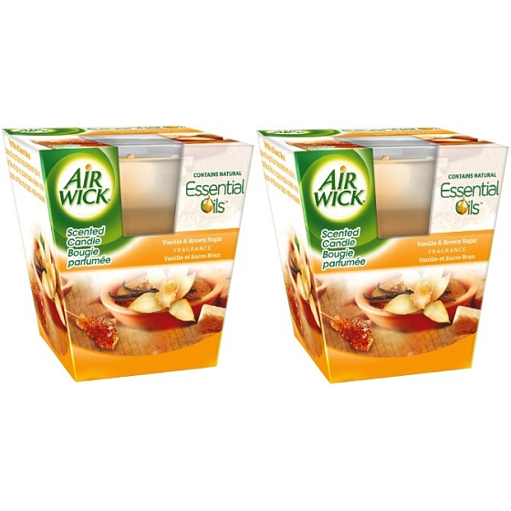 Air Wick Essential Oils Infusion Vanilla & Brown Sugar vonná svíčka ve skle 2 x 105 g