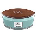 WoodWick Blue Java Banana - Havajský banán vonná svíčka s dřevěným širokým knotem a víčkem loď 453 g