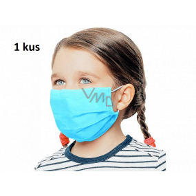 Rouška 3 vrstvá ochranná zdravotní netkaná jednorázová, nízký dýchací odpor pro děti 1 kus světle modrá bez potisku