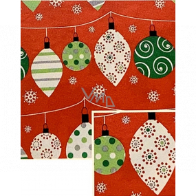 Nekupto Dárkový balicí papír vánoční 70 x 1000 cm Červený se zelenými a bílými ozdobami