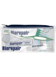 Biorepair Plus Total Protection zubní pasta pro ochranu před zubním kazem 15 ml + zubní kartáček 1 kus + ústní voda 12 ml + zubní nit 1 kus + ohebná párátka 5 kusů, cestovní balení taštička