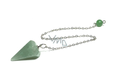 Avanturín zelený kyvadlo přírodní kámen 2,5 cm + 18 cm řetízek s korálkou, kámen štěstí