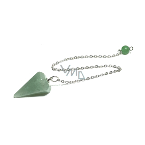 Avanturín zelený kyvadlo přírodní kámen 2,5 cm + 18 cm řetízek s korálkou, kámen štěstí