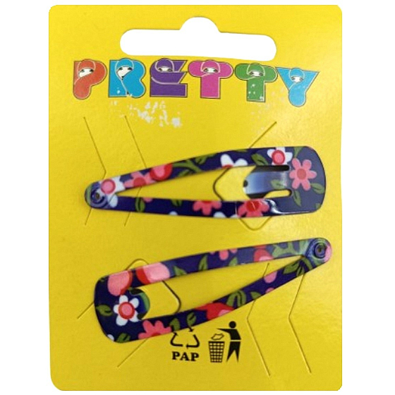 Sponky do vlasů lupkačky modré s kytkami 2 kusy