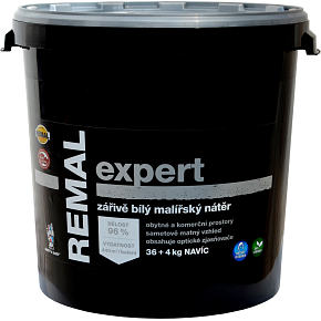 REMAL Expert zářivě bílá malířská barva na zeď, 36+4 kg REMAL Expert zářivě bílá malířská barva na zeď, 36+4 kg