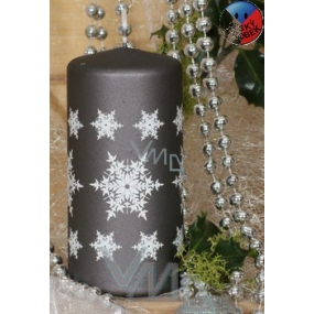 Lima Snowflake svíčka šedá válec 60 x 120 mm 1 kus