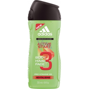 Adidas Active Start 3v1 sprchový gel na tělo, tvář a vlasy pro muže 250 ml