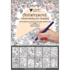 Kreativní omalovánky lesní zvířata 12 motivů, 24 listů 23 x 16 cm