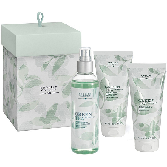 Atkinsons English Garden Green Tea & Cherry Oil tělová voda pro ženy 100 ml + tělové mléko 75 ml + sprchové gely 75 ml, kosmetická sada