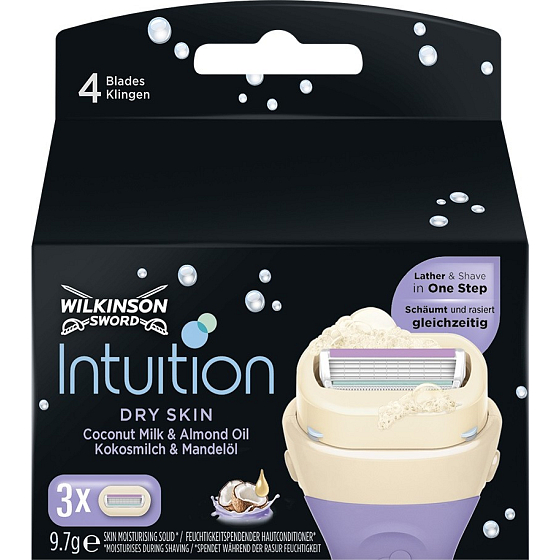 Wilkinson Intuition Dry Skin Coconut Milk & Almond Oil náhradní hlavice pro ženy 3 kusy