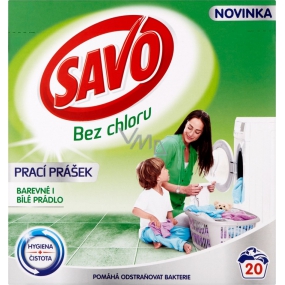 Savo Universal bez chloru prací prášek na barevné i bílé prádlo 20 dávek 1,4 kg