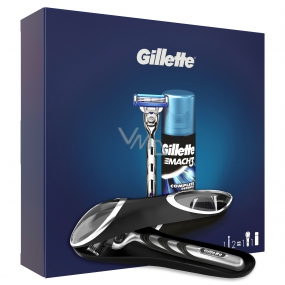 Gillette Mach3 Turbo holicí strojek + náhradní hlavice 1 kus + Mach3 Extra Comfort gel na holení 75 ml + cestovní pouzdro, kosmetická sada pro muže