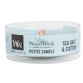 WoodWick Sea Salt & Cotton - Mořská sůl a bavlna vonná svíčka s dřevěným knotem petite 31 g