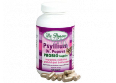 Dr. Popov Psyllium Probio kapsle vláknina pro zdravou střevní mikroflóru, obohacená o přátelské bakterie 120 kusů 104 g