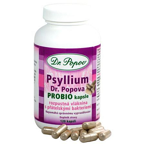 Dr. Popov Psyllium Probio kapsle vláknina pro zdravou střevní mikroflóru, obohacená o přátelské bakterie 120 kusů 104 g Dr. Popov Psyllium Probio kapsle vláknina pro zdravou střevní mikroflóru, obohacená o přátelské bakterie 120 kusů 104 g