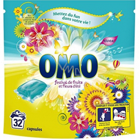 Omo Festival de Fruits Liquid Caps gelové kapsle na praní barevného a bílého prádla 32 dávek 841 g