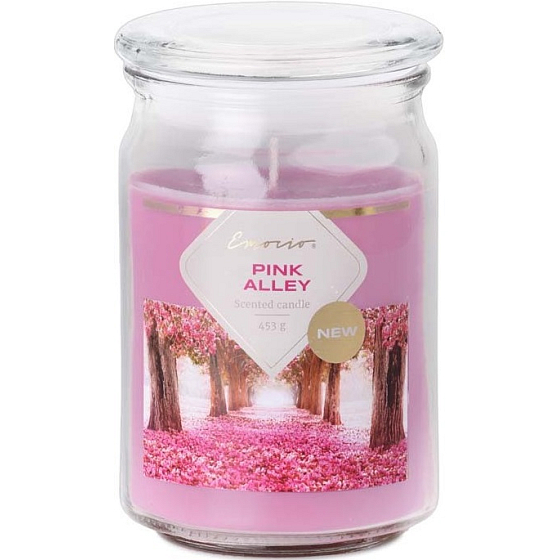 Emocio Pink Alley - Růžová alej vonná svíčka sklo se skleněným víčkem 453 g 93 x 142 mm