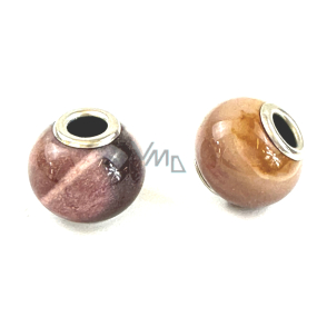 Achát korálek kulatý přírodní kámen 14 mm, otvor 4,2 mm 1 kus
