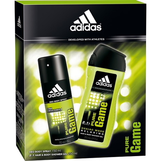 Adidas Pure Game deodorant sprej 150 ml + sprchový gel 250 ml, pro muže kosmetická sada