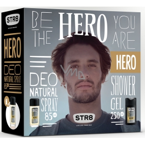 Str8 Hero parfémovaný deodorant sklo pro muže 85 ml + sprchový gel 250 ml, kosmetická sada