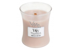WoodWick Vanilla & Sea Salt - Vanilka a mořská sůl vonná svíčka s dřevěným knotem a víčkem sklo malá 85 g