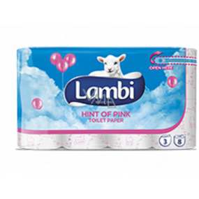 Lambi Hint of Pink toaletní papír s růžovým potiskem 3 vrstvý 150 útržků 8 rolí