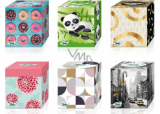 Tento Cube papírové kapesníky 3 vrstvé 58 kusů různé motivy v krabičce
