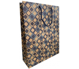 Nekupto Dárková kraftová taška 37 x 28 x 10 cm Modré čtverce 632 KHL